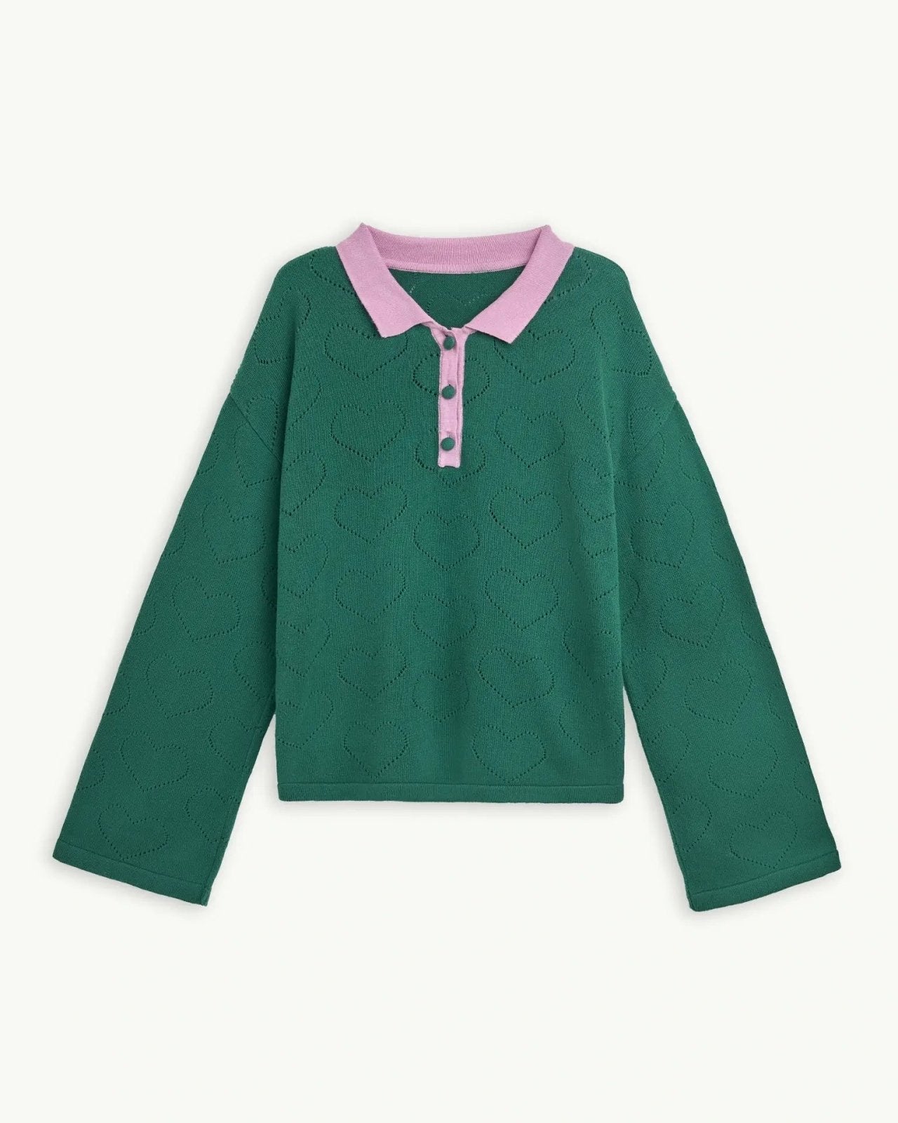 Happymess - Pullover aus Bio - Baumwolle • emerald hearts - Pullover - ROSA ECK