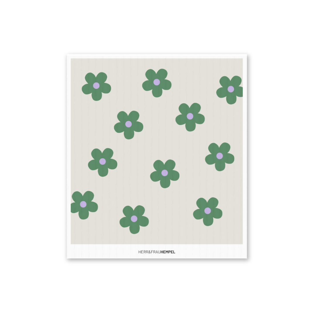 HERR&FRAUHEMPEL - Schwammtuch • Flower Power - Schwammtuch - ROSA ECK