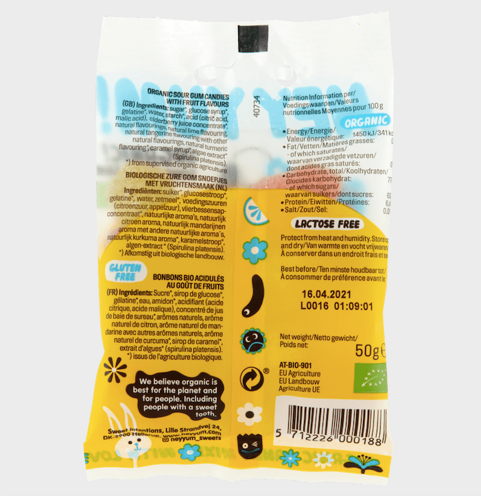 HEY YUM! - SOUR FLOWER Bio - Fruchtgummis – sauer (50 g) - ROSA ECK