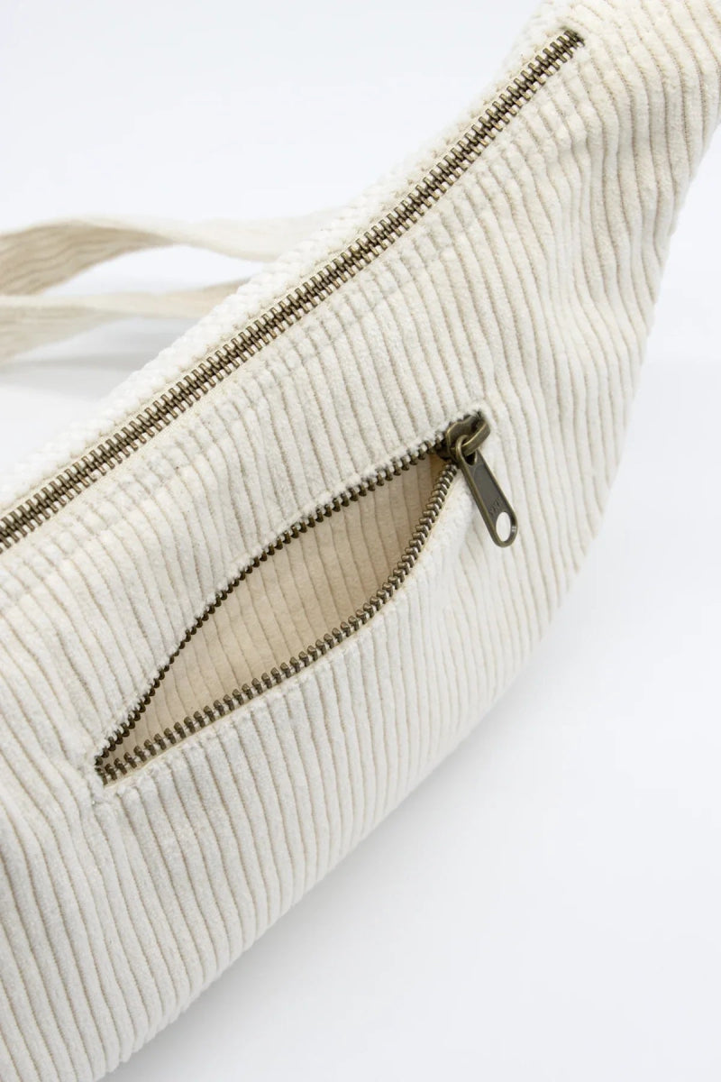 Hindbag - ANDREA Bananabag | Velours Cord Beige - ROSA ECK - Weiß, ,