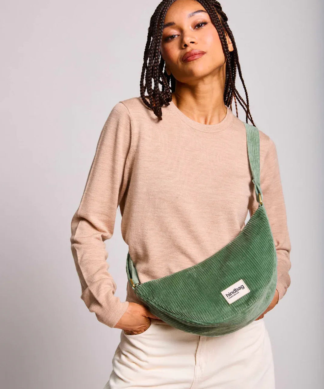 Hindbag - ANDREA Bauchtasche • Cord Mintgrün - Umhängetasche - ROSA ECK