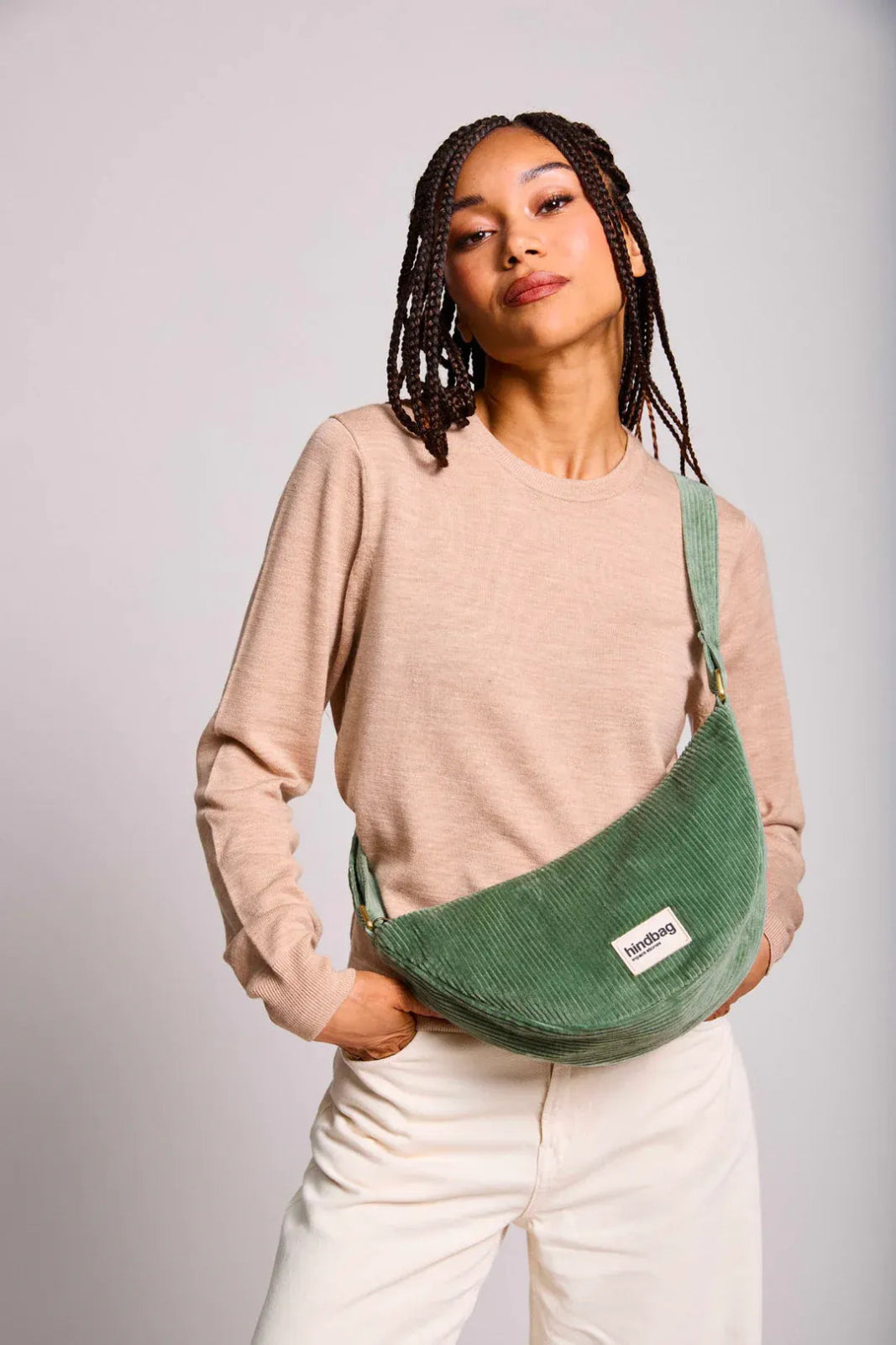 Hindbag - ANDREA Bauchtasche • Cord Mintgrün - Umhängetasche - ROSA ECK