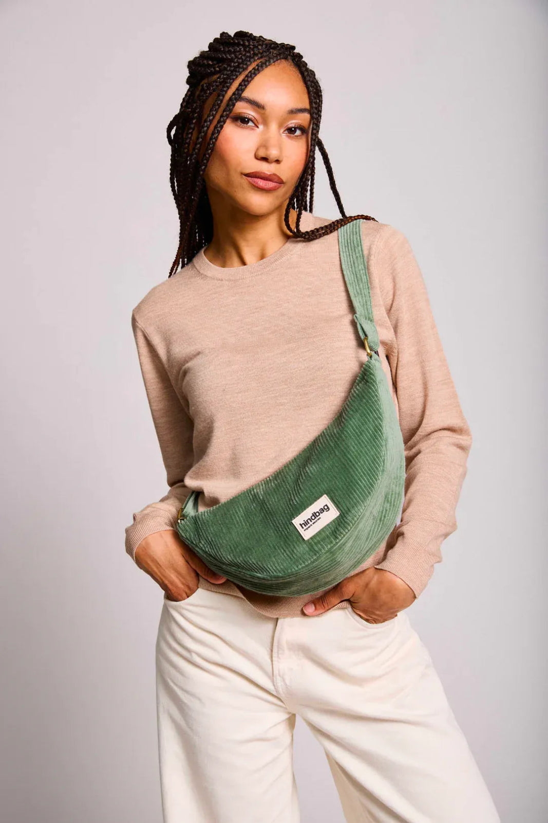 Hindbag - ANDREA Bauchtasche • Cord Mintgrün - Umhängetasche - ROSA ECK