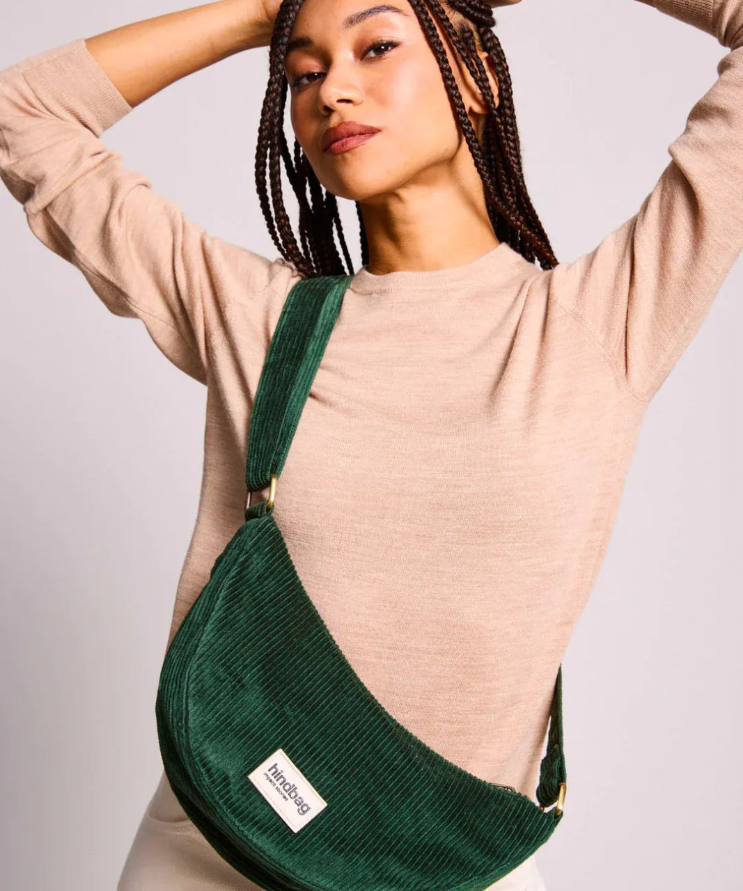 Hindbag - ANDREA Bauchtasche • Cord Tannengrün - Umhängetasche - ROSA ECK