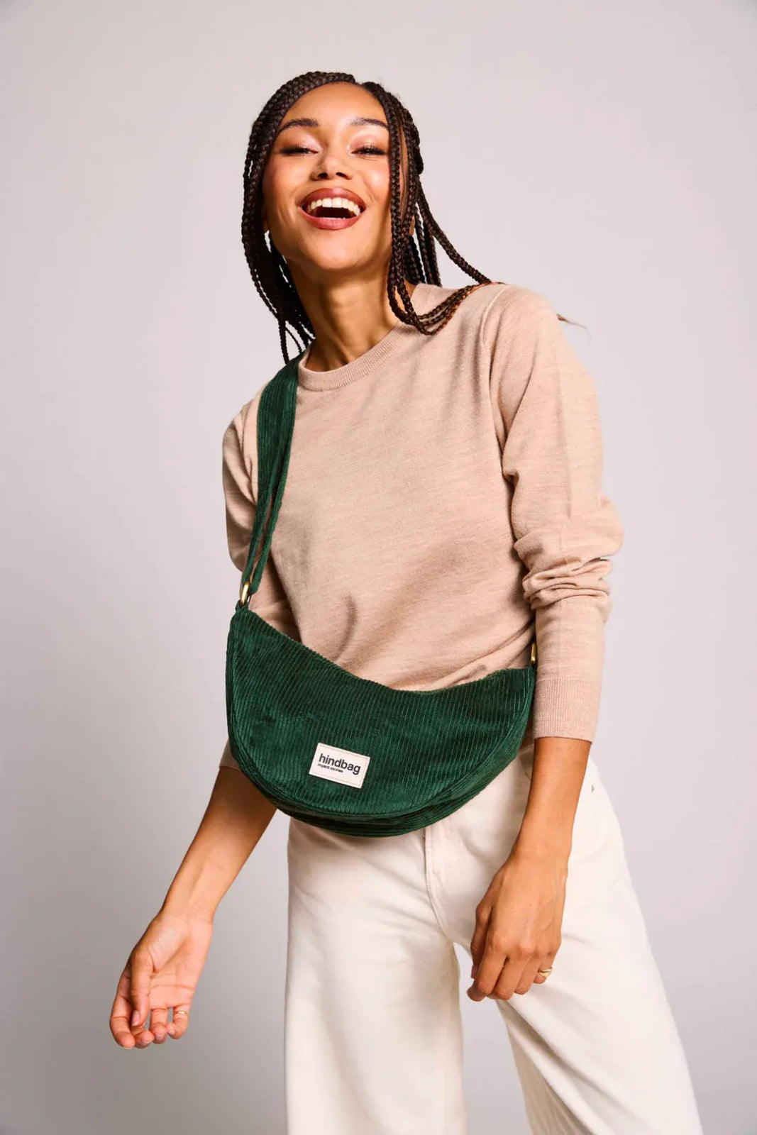 Hindbag - ANDREA Bauchtasche • Cord Tannengrün - Umhängetasche - ROSA ECK