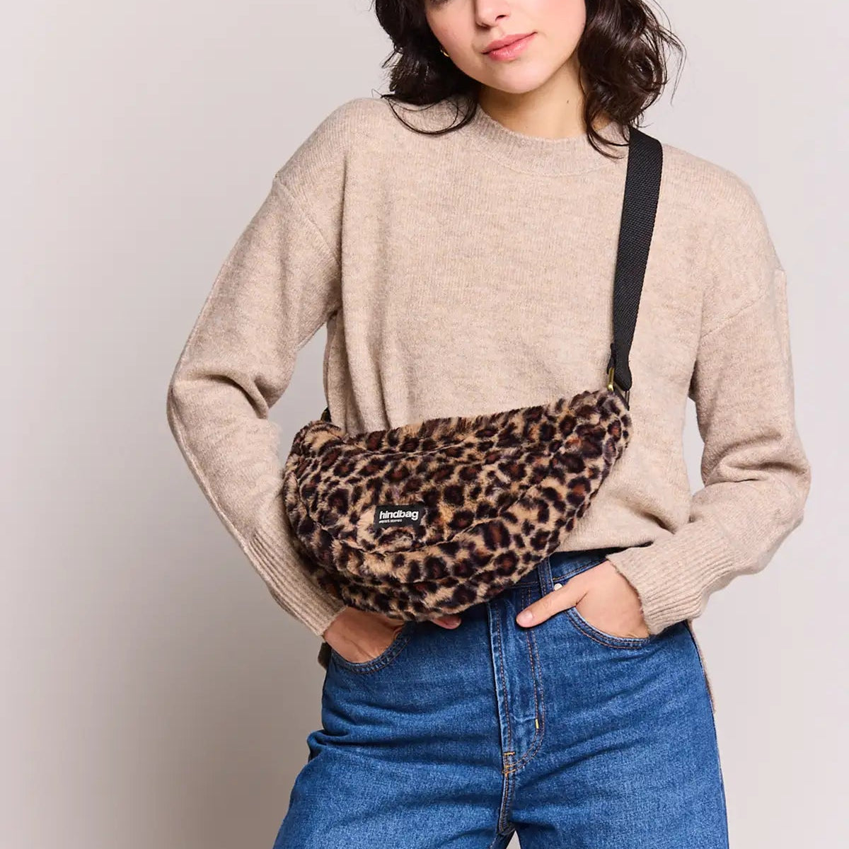 Hindbag - ANDREA Bauchtasche | Leopard Kunstpelz - ROSA ECK - , ,