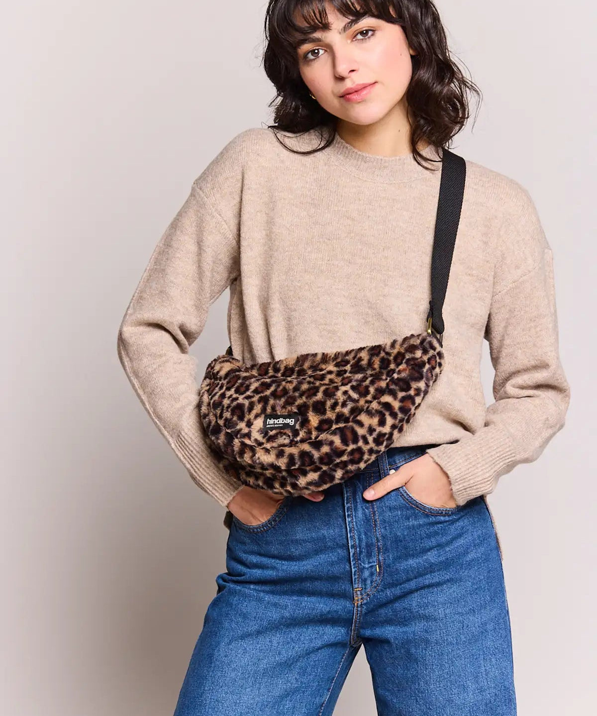 Hindbag - ANDREA Bauchtasche | Leopard Kunstpelz - ROSA ECK - , ,