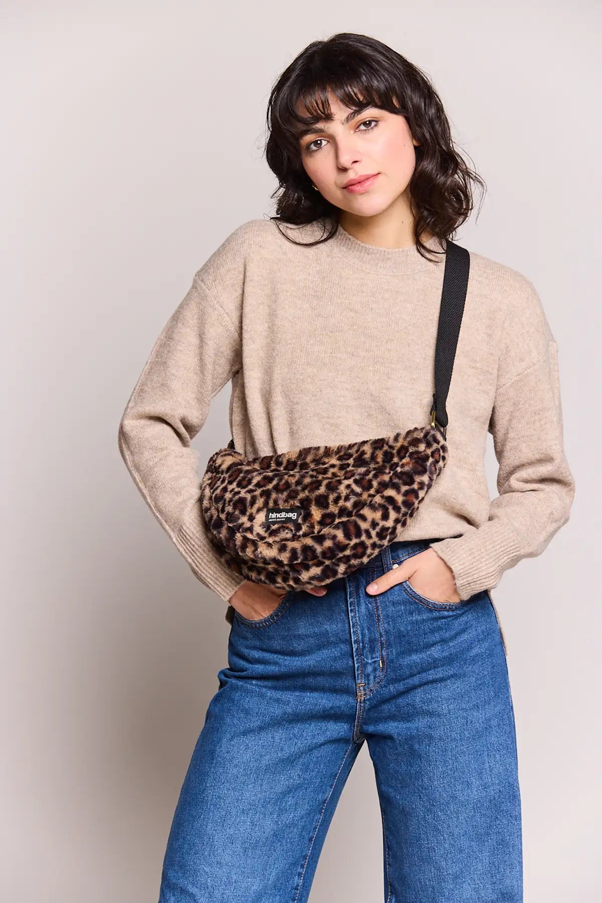 Hindbag - ANDREA Bauchtasche | Leopard Kunstpelz - ROSA ECK - , ,
