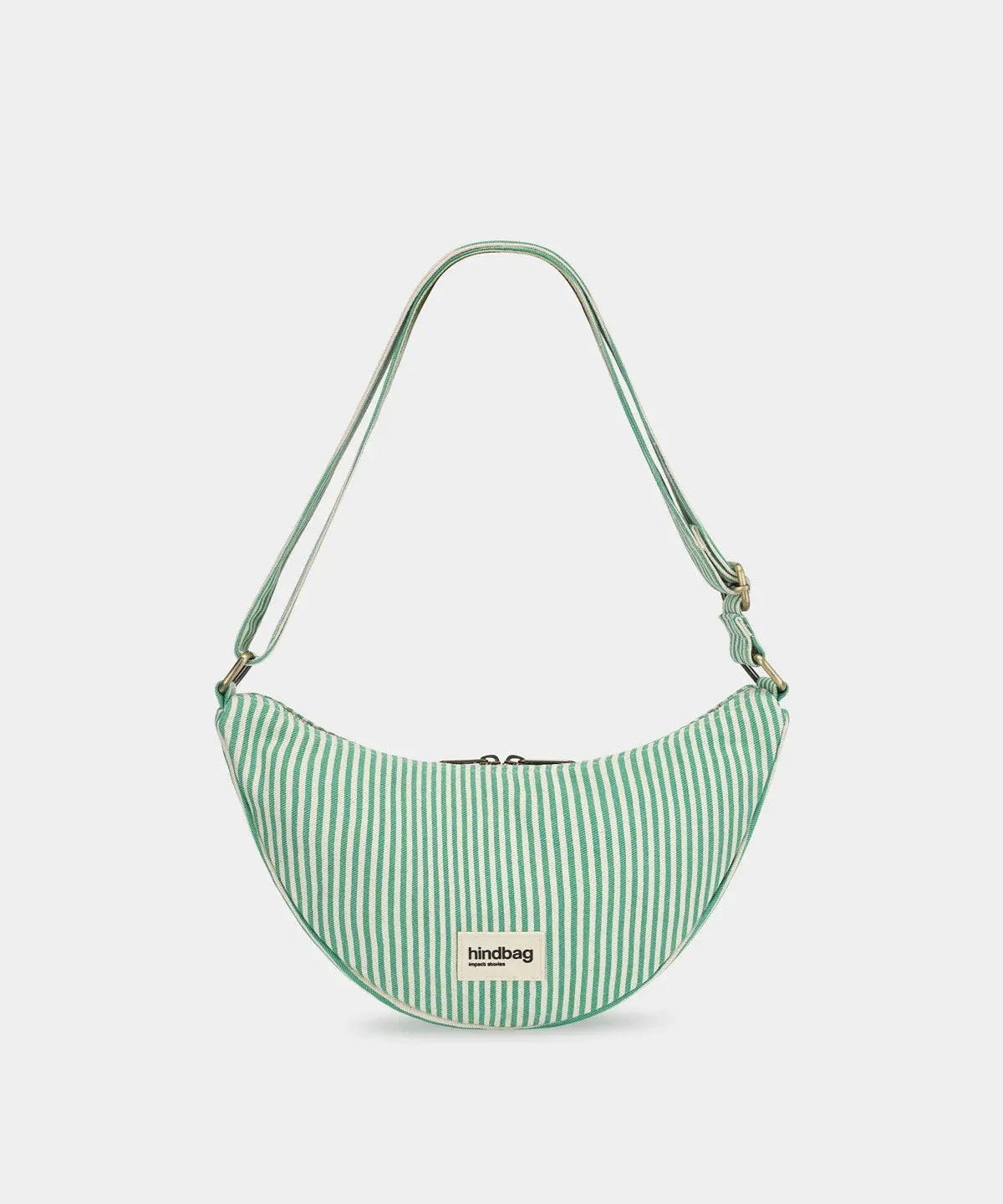 Hindbag - ANDREA Umhängetasche • Feine Streifen Grün - ROSA ECK