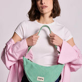 Hindbag - ANDREA Umhängetasche • Feine Streifen Grün - ROSA ECK
