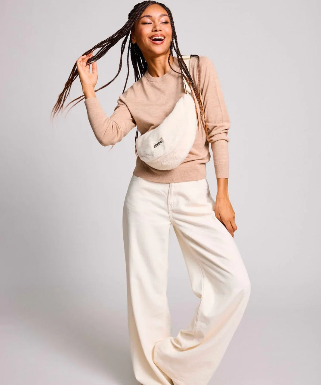 Hindbag - ANDREA Umhängetasche • Teddy Weiß - Umhängetasche - ROSA ECK