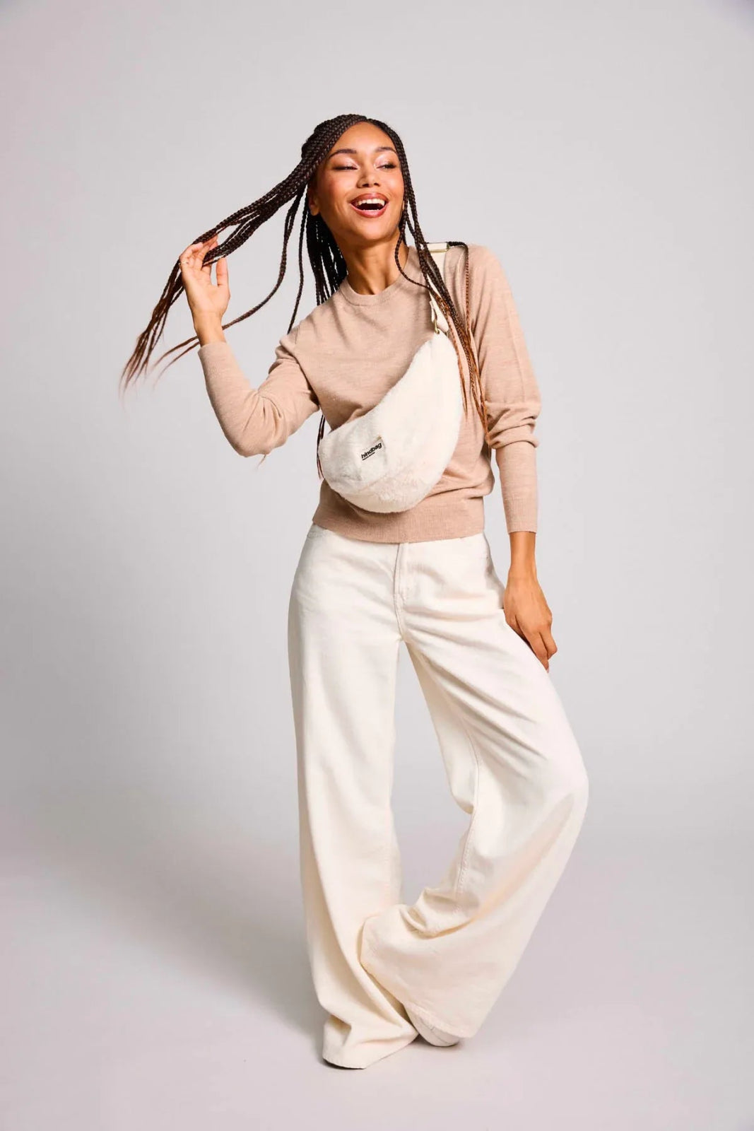 Hindbag - ANDREA Umhängetasche • Teddy Weiß - Umhängetasche - ROSA ECK