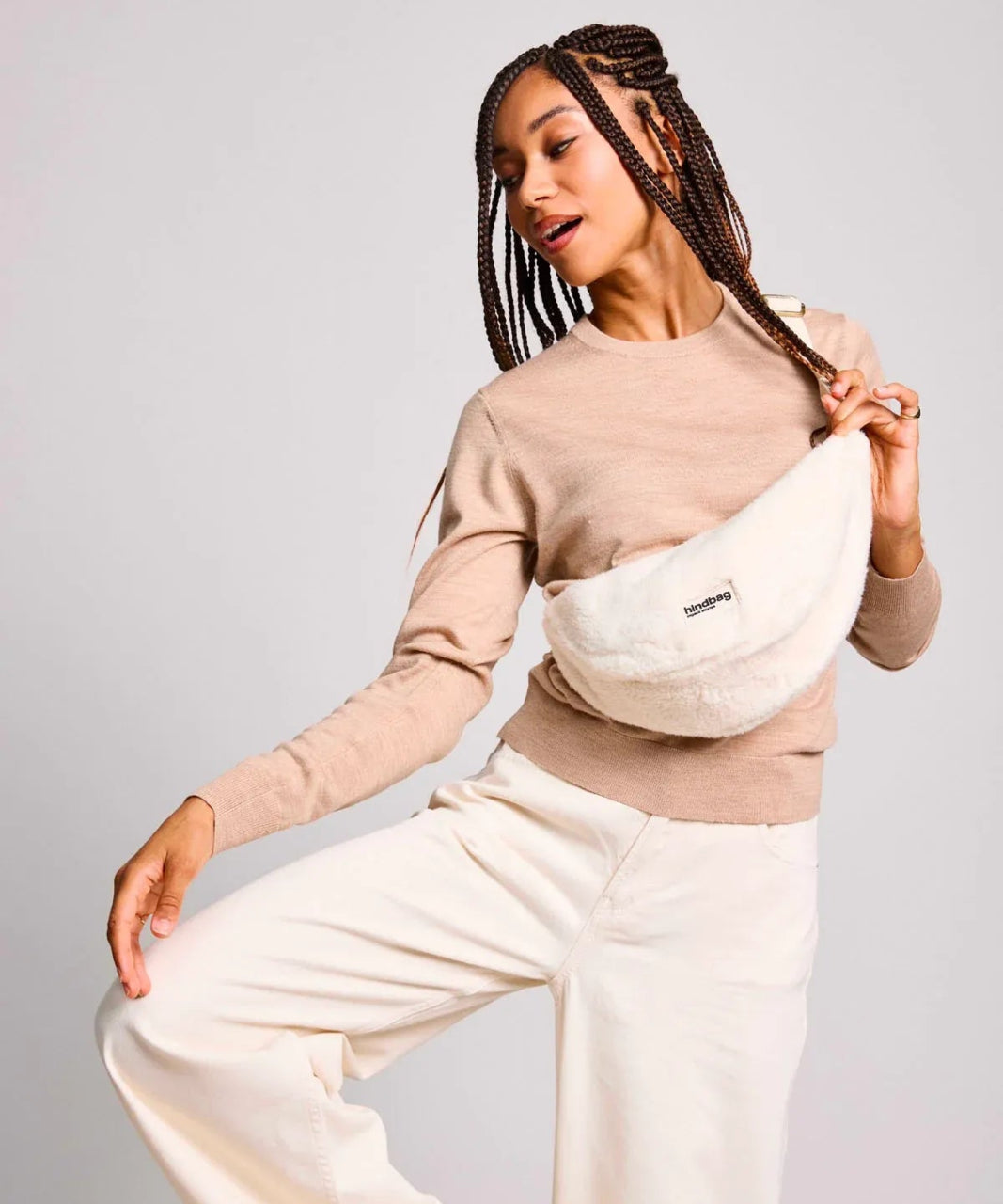 Hindbag - ANDREA Umhängetasche • Teddy Weiß - Umhängetasche - ROSA ECK