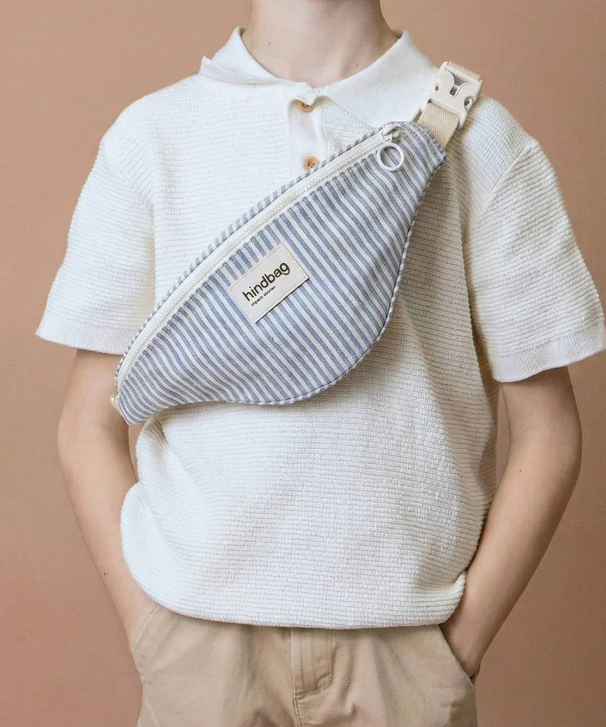 Hindbag - AUGUSTIN Kinder - Bauchtasche • Feine Streifen Blau - ROSA ECK