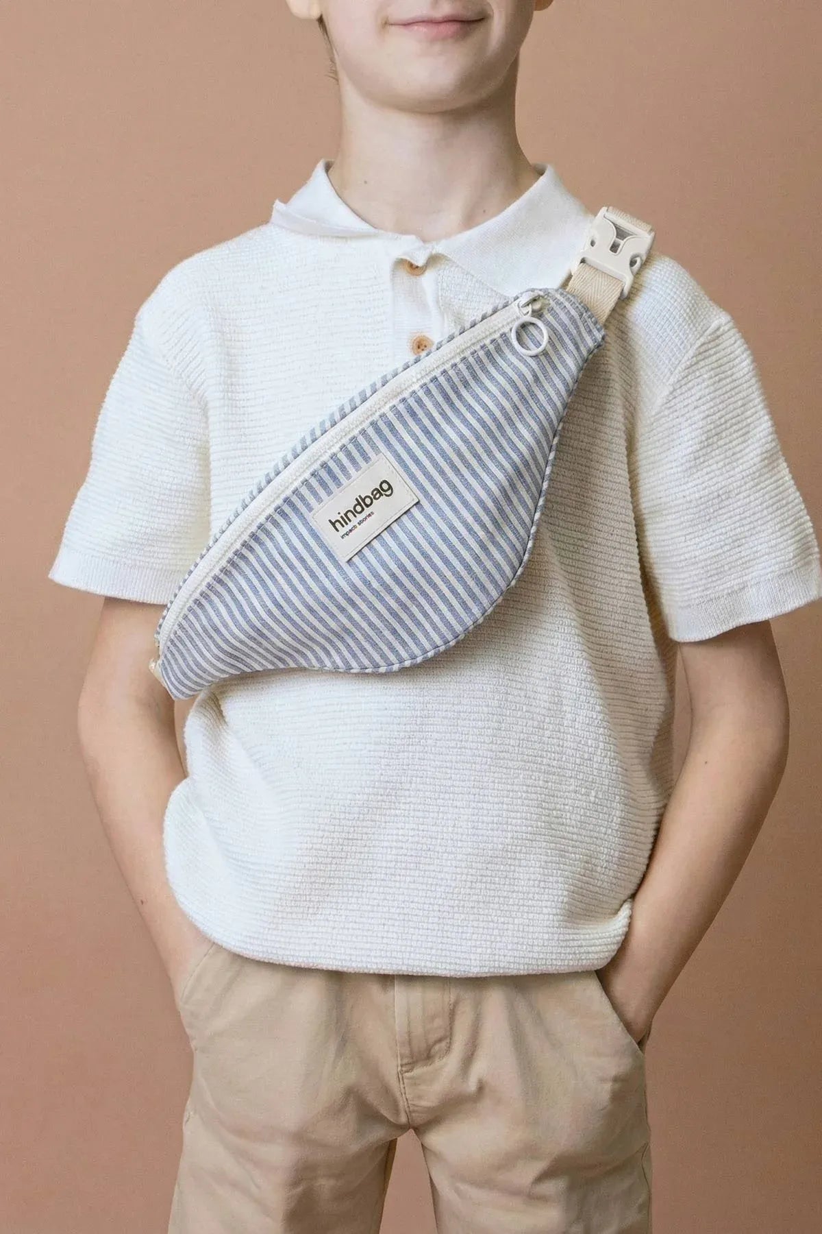 Hindbag - AUGUSTIN Kinder - Bauchtasche • Feine Streifen Blau - ROSA ECK
