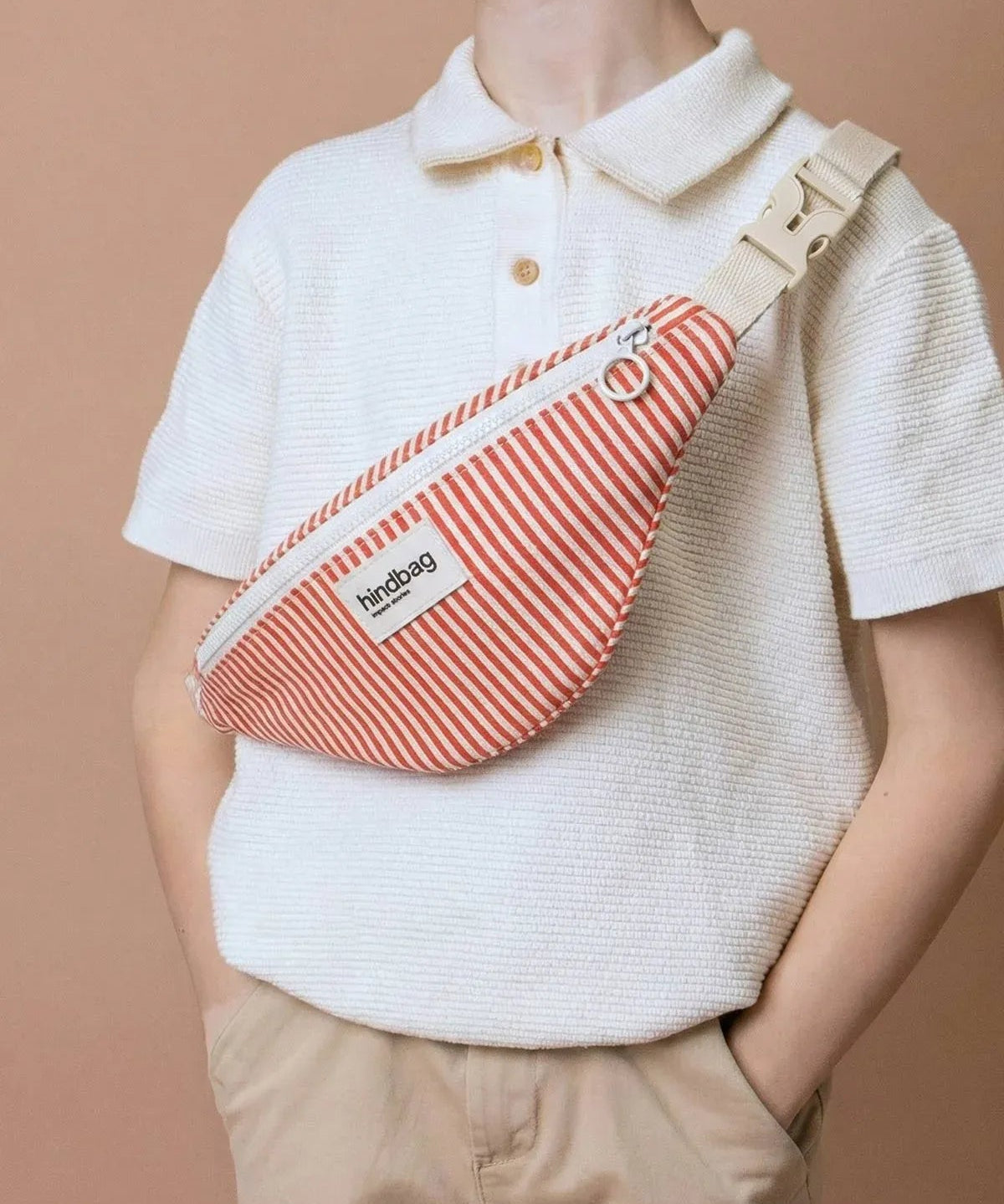Hindbag - AUGUSTIN Kinder - Bauchtasche • Feine Streifen Rot - ROSA ECK