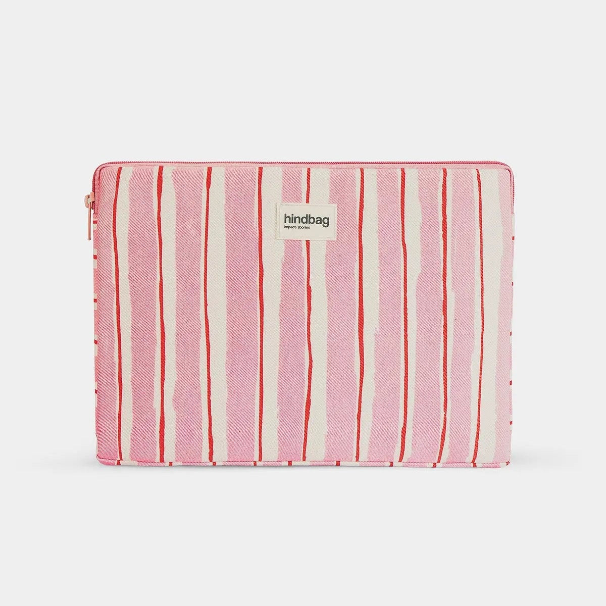 Hindbag - AVA Laptophülle • Breite Streifen Rosa/Rot - ROSA ECK
