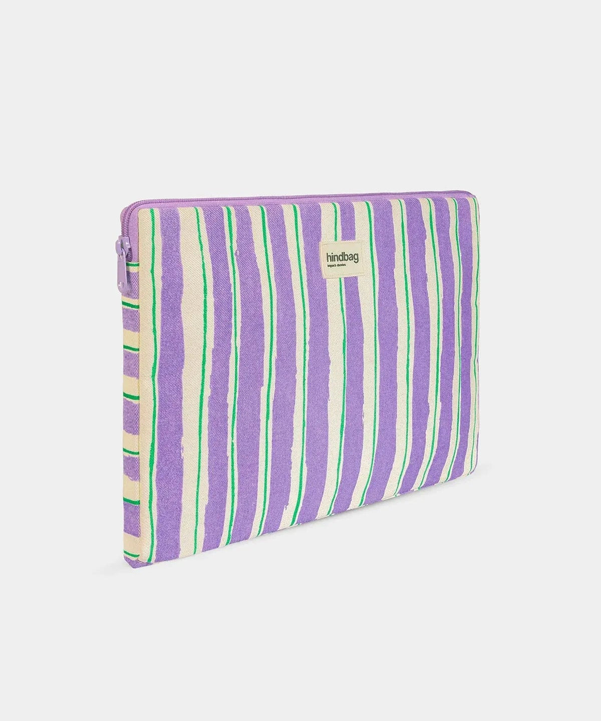 Hindbag - AVA Laptophülle • Breite Streifen Violet/Grün - ROSA ECK
