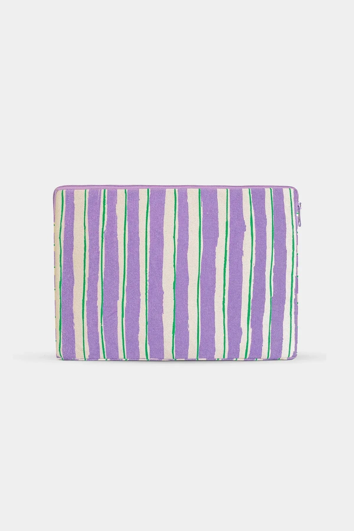 Hindbag - AVA Laptophülle • Breite Streifen Violet/Grün - ROSA ECK