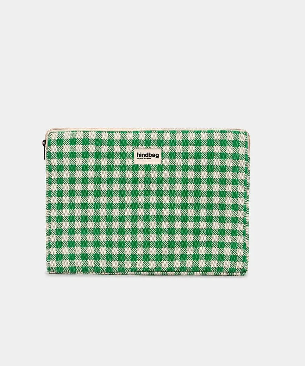 Hindbag - AVA M Laptoptasche (15/16 Zoll) | Grünes Karomuster - Laptoptasche - ROSA ECK Concept Store