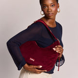 BIANCA Schultertasche • Cord Bordeauxrot