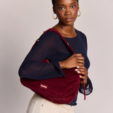 BIANCA Schultertasche • Cord Bordeauxrot