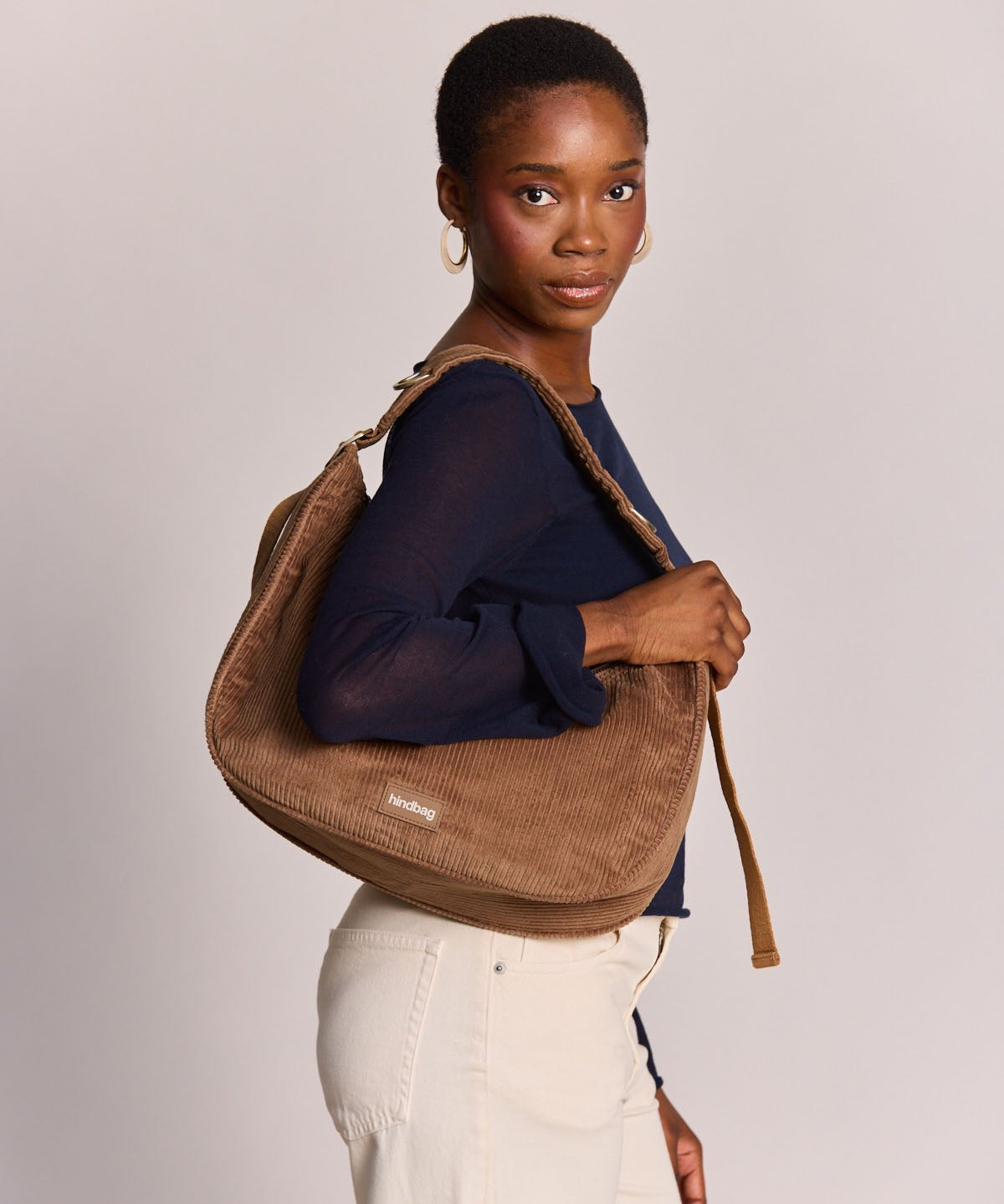 Hindbag - BIANCA Schultertasche • Cord Macchiato - ROSA ECK