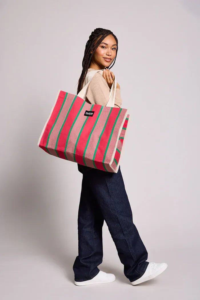 Hindbag - CABAS Tragetasche (Special Edition) • Streifen Fuchsia - ROSA ECK