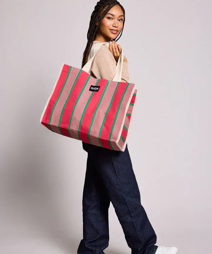 Hindbag - CABAS Tragetasche (Special Edition) • Streifen Fuchsia - ROSA ECK