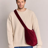 CLAIRE Hobo-Tasche • Cord Bordeauxrot