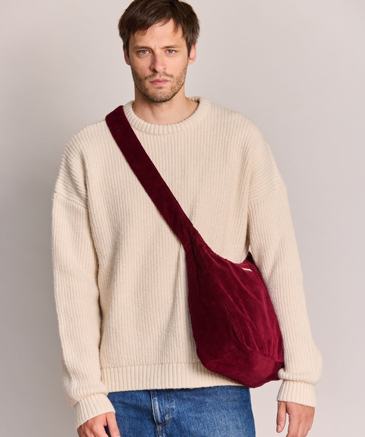 Hindbag - CLAIRE Hobo-Tasche • Cord Bordeauxrot - ROSA ECK