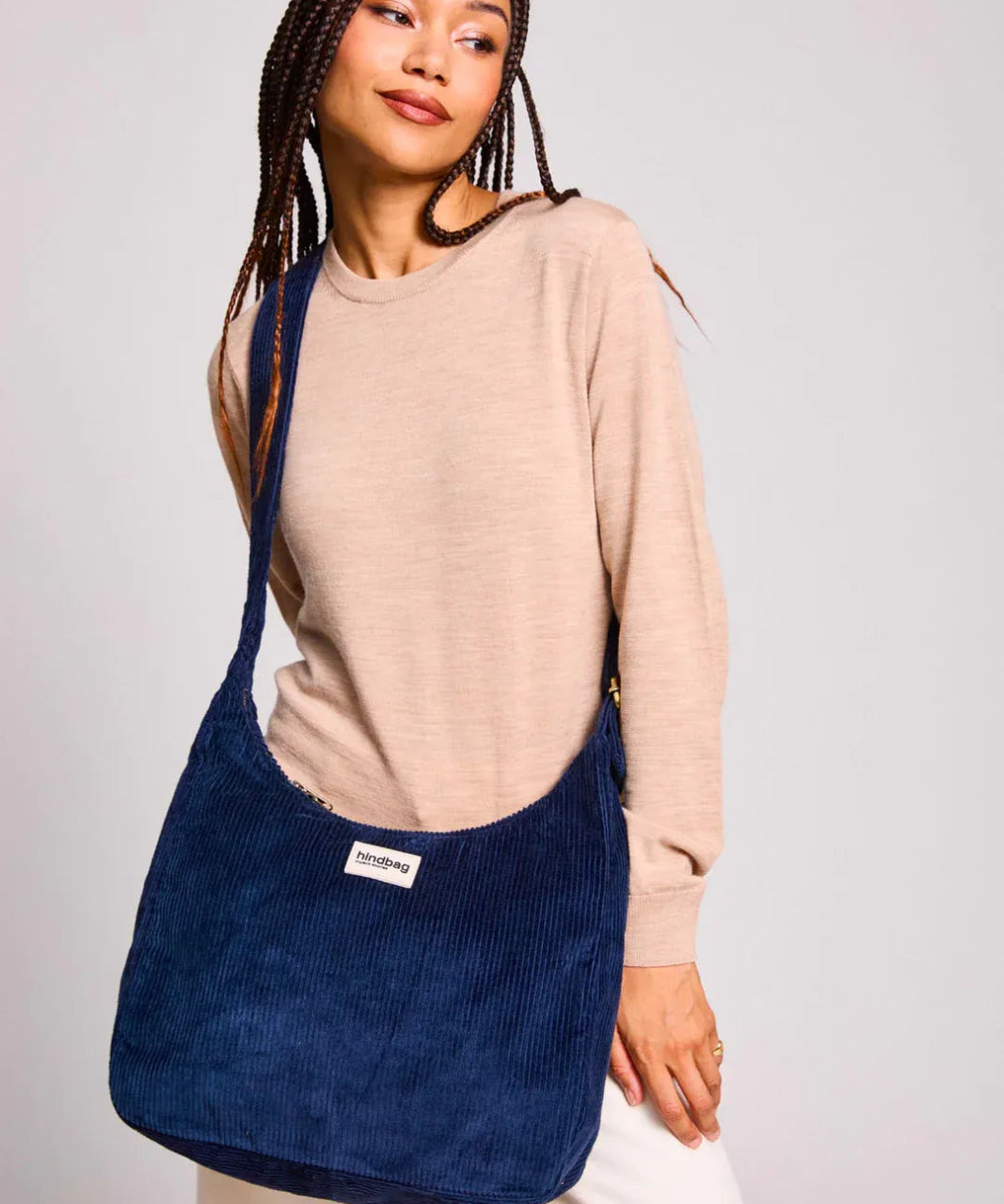 Hindbag - CLAIRE Hobo - Tasche • Cord Marineblau - Schultertasche - ROSA ECK