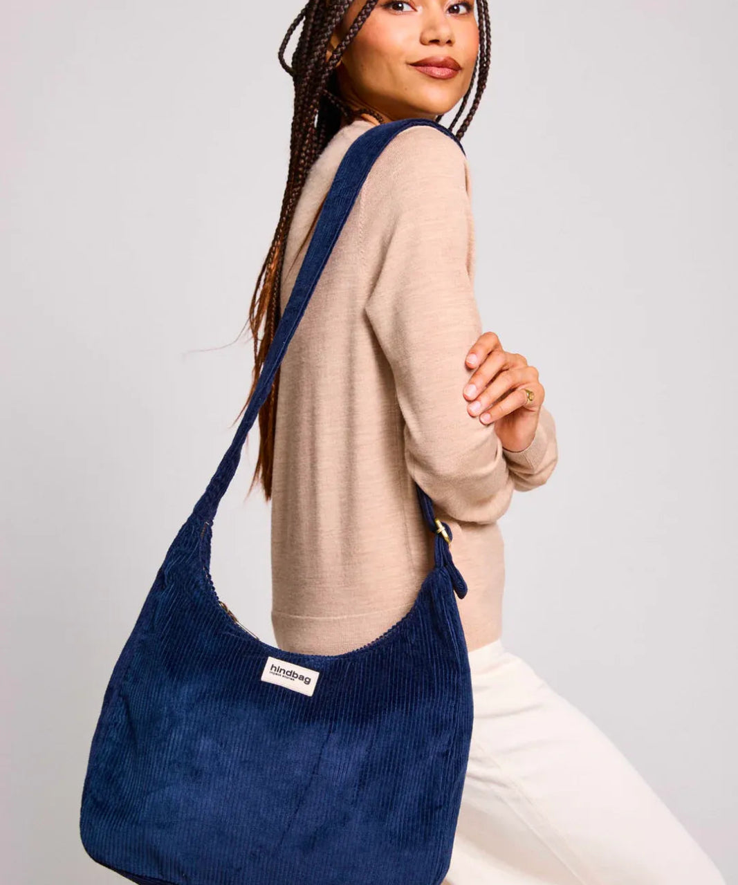 Hindbag - CLAIRE Hobo - Tasche • Cord Marineblau - Schultertasche - ROSA ECK
