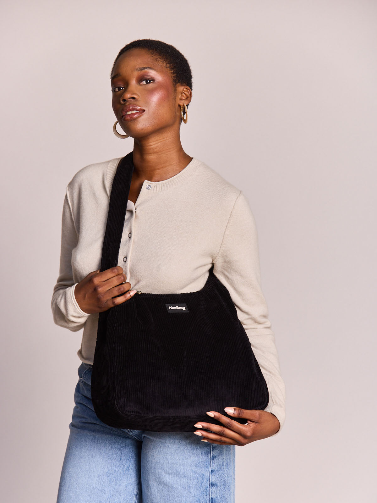 CLAIRE Hobo-Tasche • Cord Schwarz