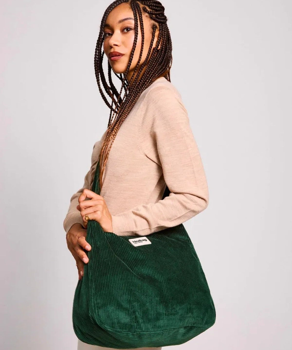 Hindbag - CLAIRE Hobo - Tasche • Cord Tannengrün - Schultertasche - ROSA ECK