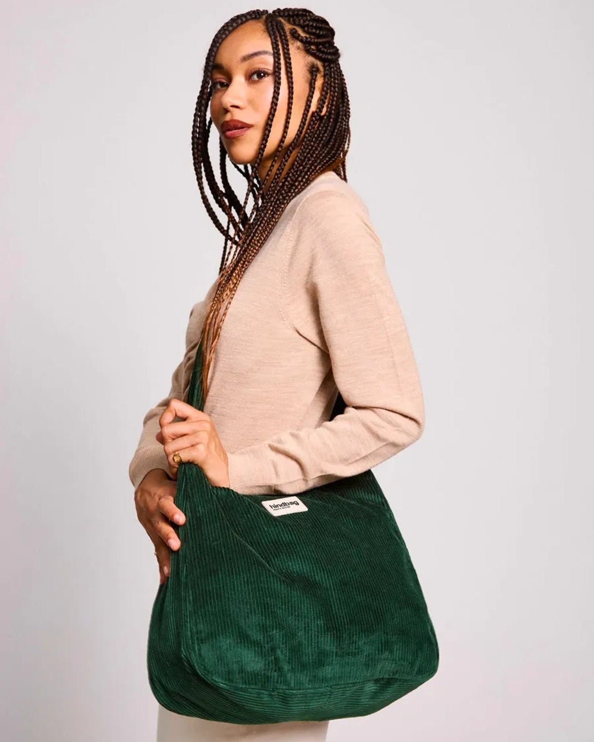 Hindbag - CLAIRE Hobo - Tasche • Cord Tannengrün - Schultertasche - ROSA ECK