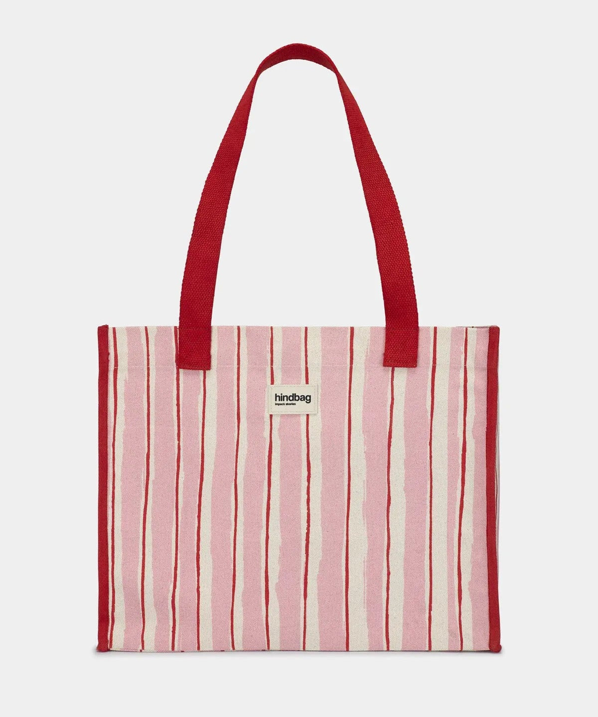 Hindbag - CLAUDE Einkaufstasche • Breite Streifen Rosa/Rot - ROSA ECK