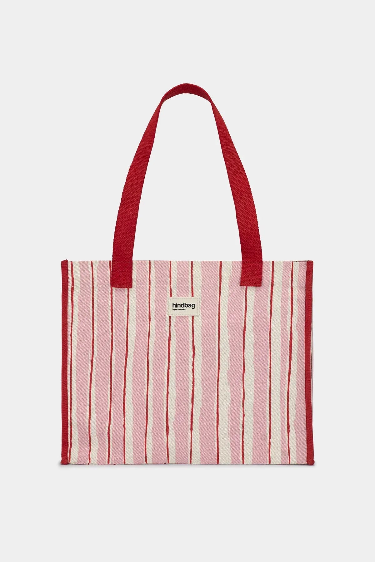 Hindbag - CLAUDE Einkaufstasche • Breite Streifen Rosa/Rot - ROSA ECK