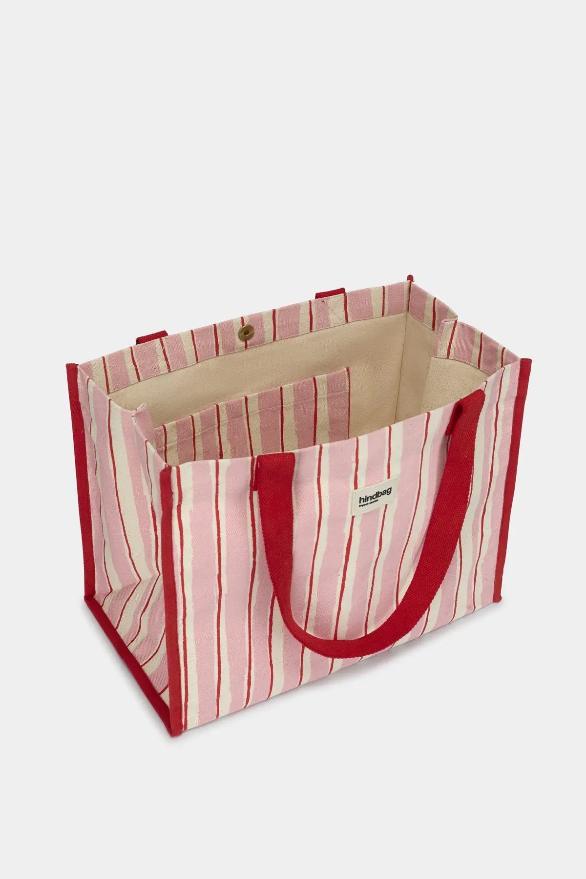 Hindbag - CLAUDE Einkaufstasche • Breite Streifen Rosa/Rot - ROSA ECK