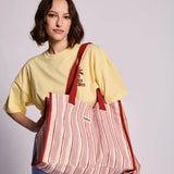 Hindbag - CLAUDE Einkaufstasche • Breite Streifen Rosa/Rot - ROSA ECK