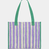 Hindbag - CLAUDE Einkaufstasche • Breite Streifen Violet/Grün - ROSA ECK