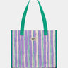 Hindbag - CLAUDE Einkaufstasche • Breite Streifen Violet/Grün - ROSA ECK