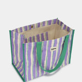 Hindbag - CLAUDE Einkaufstasche • Breite Streifen Violet/Grün - ROSA ECK