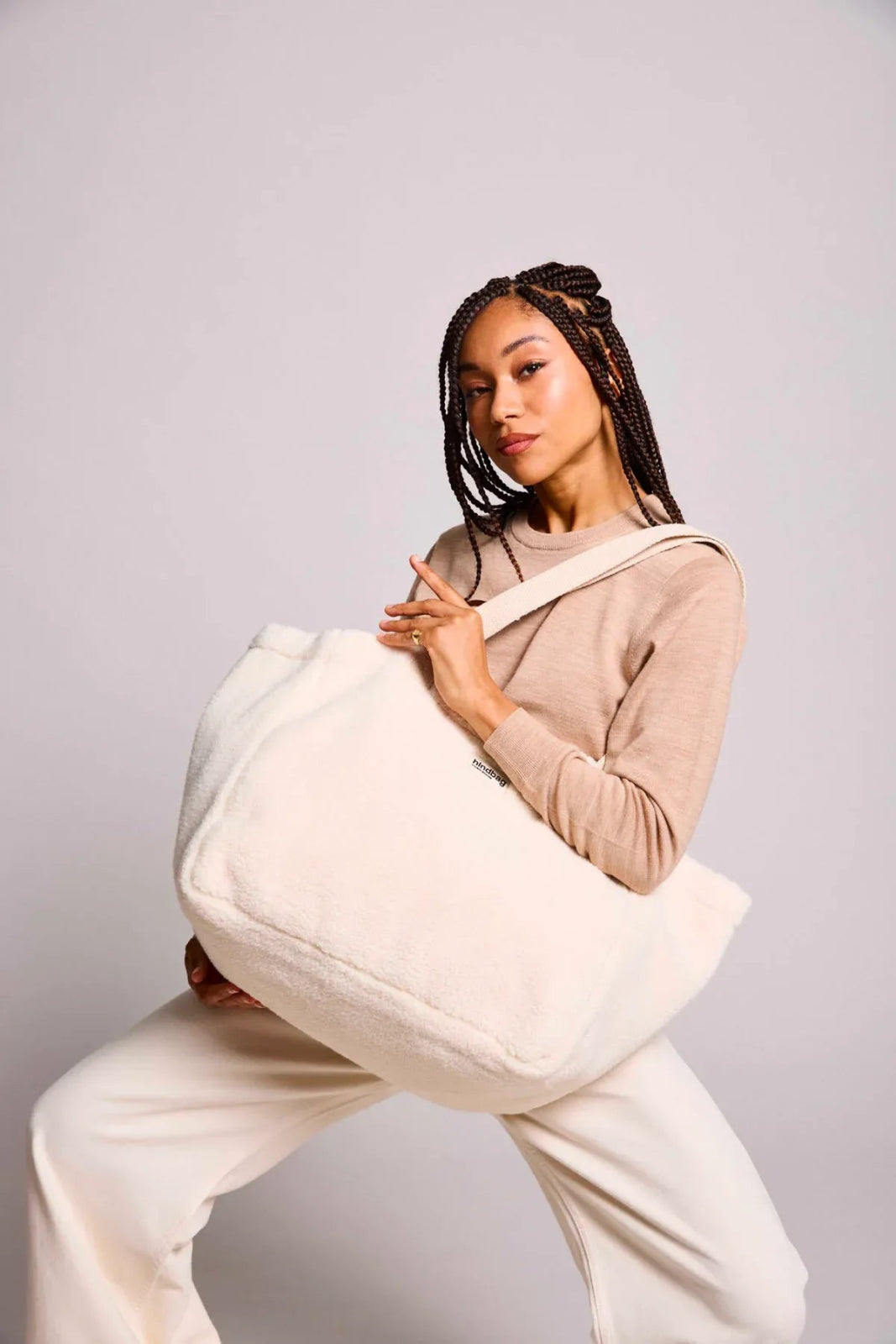 Hindbag - CLAUDE Einkaufstasche • Teddy Weiß - Tasche - ROSA ECK