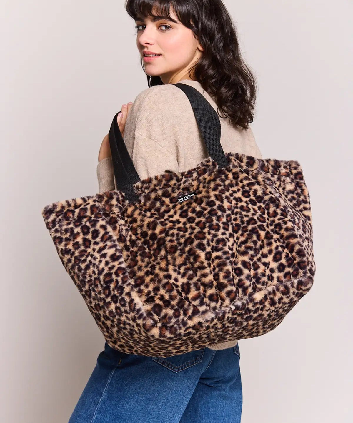 Hindbag - CLAUDE Tragetasche | Leopard Kunstpelz - ROSA ECK - , ,