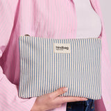 Hindbag - EMA Etuis/Mäppchen • Feine Streifen Blau - ROSA ECK