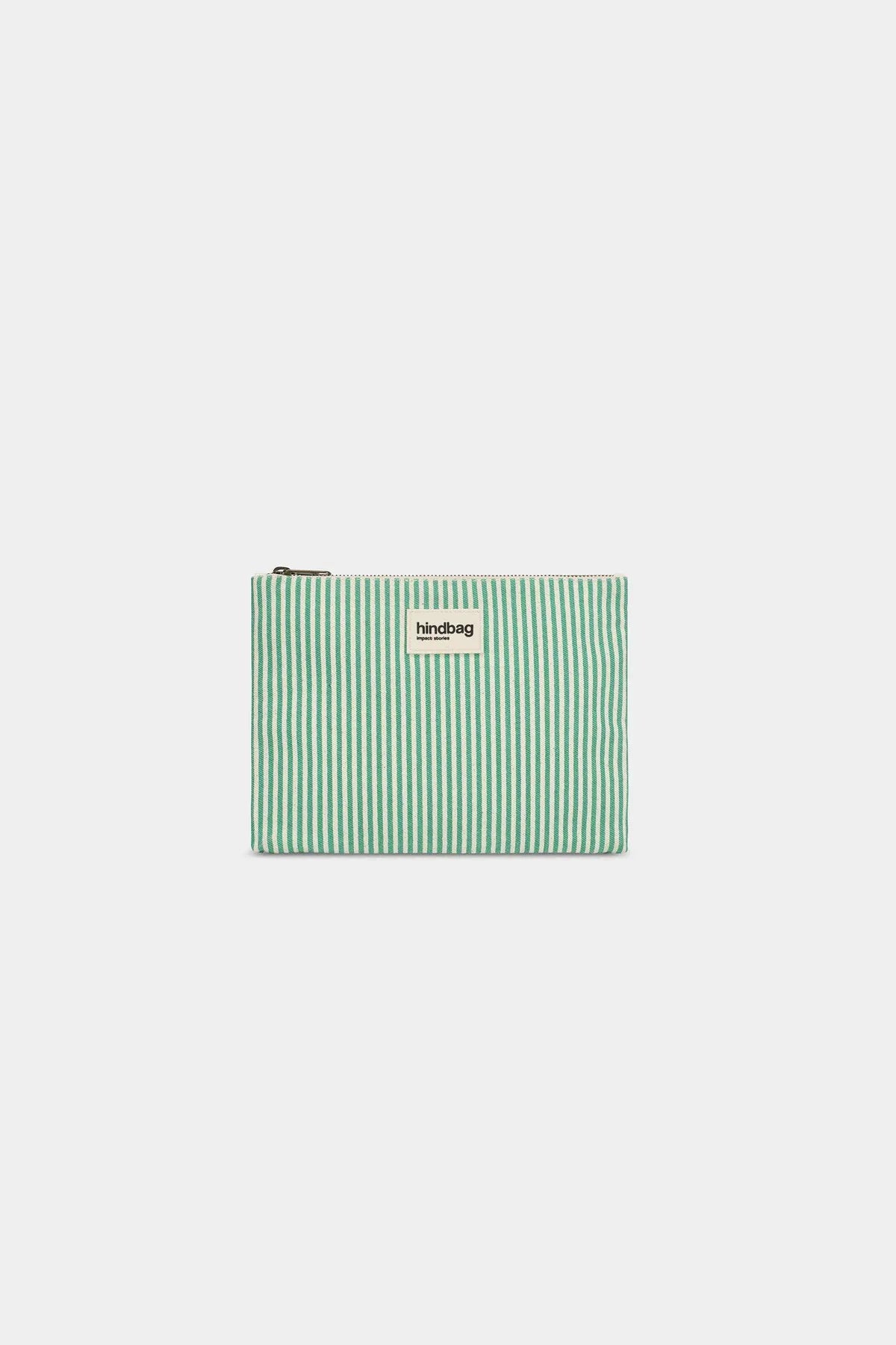 Hindbag - EMA Etuis/Mäppchen • Feine Streifen Grün - ROSA ECK