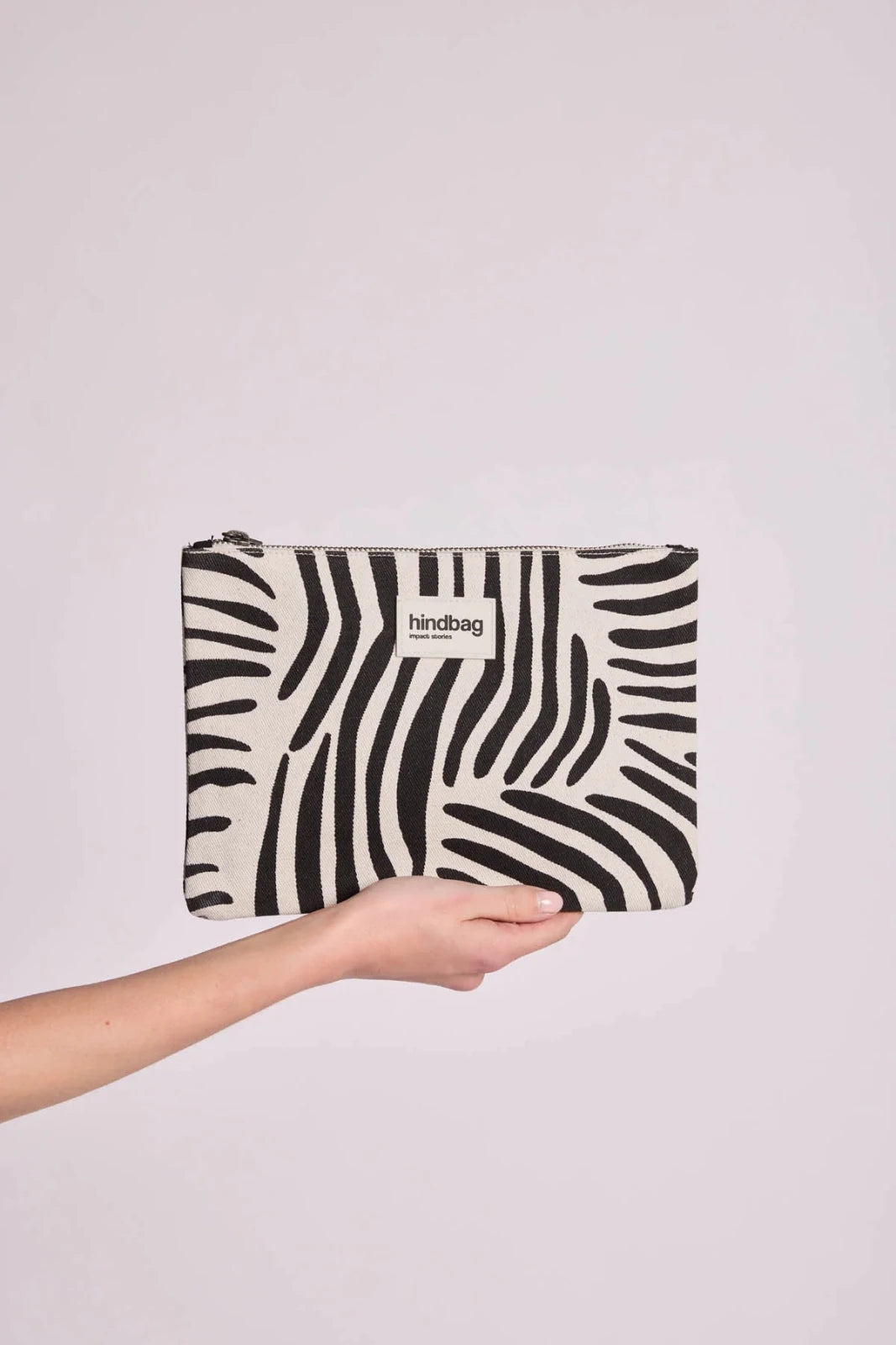 Hindbag - EMA Etuis/Mäppchen • Zebra Naturweiß - Beutel - ROSA ECK