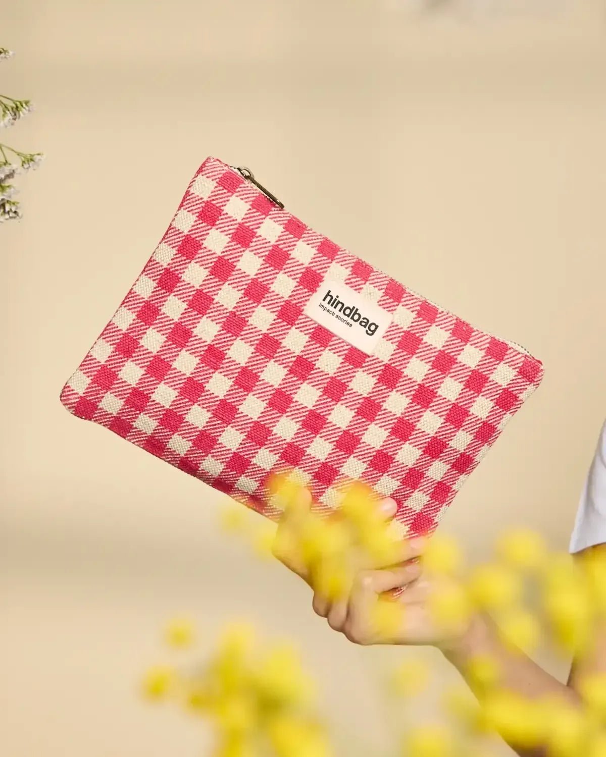 Hindbag - EMA Handtasche | Rosa Karomuster - Beutel - ROSA ECK Concept Store