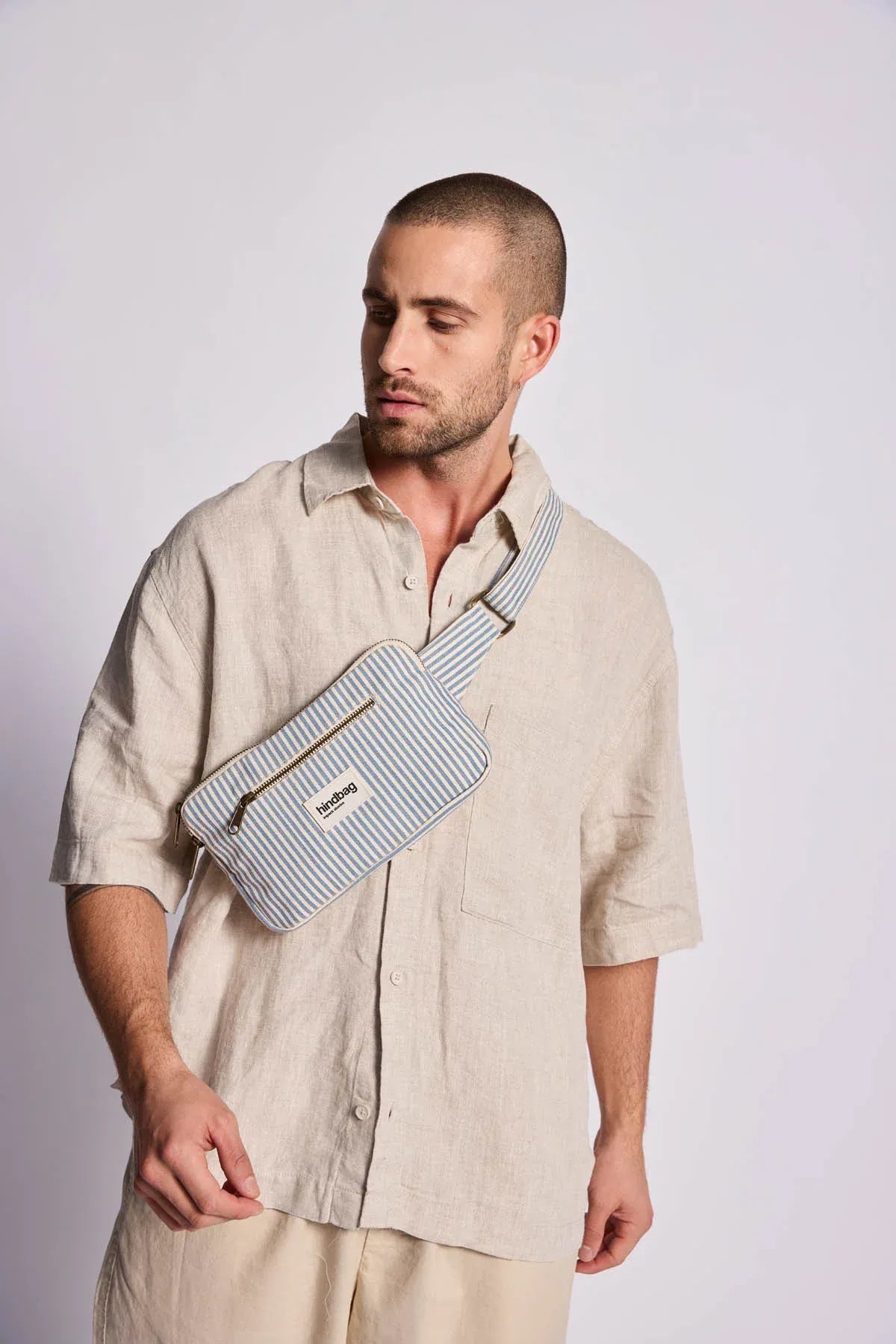 Hindbag - HARRY Bauchtasche • Feine Streifen Blau - ROSA ECK